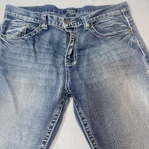 True Luck Jeans Mens 36x32 Blue Wash Straight Leg Denim‎ Pants Button Fly